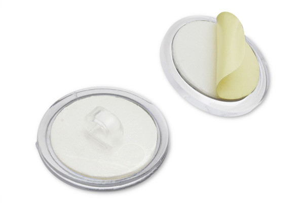 Samolepicí knoflíky s očkem, průměr 20 mm, plast, průhledný