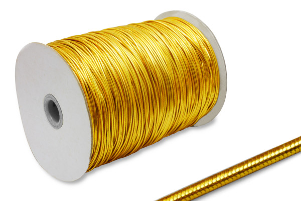 Gumová šňůra, průměr 2 mm, na 500 m roli, zlatá