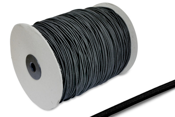 Gumová šňůra, Ø 2,5 mm, v roli o délce 400 m, černá
